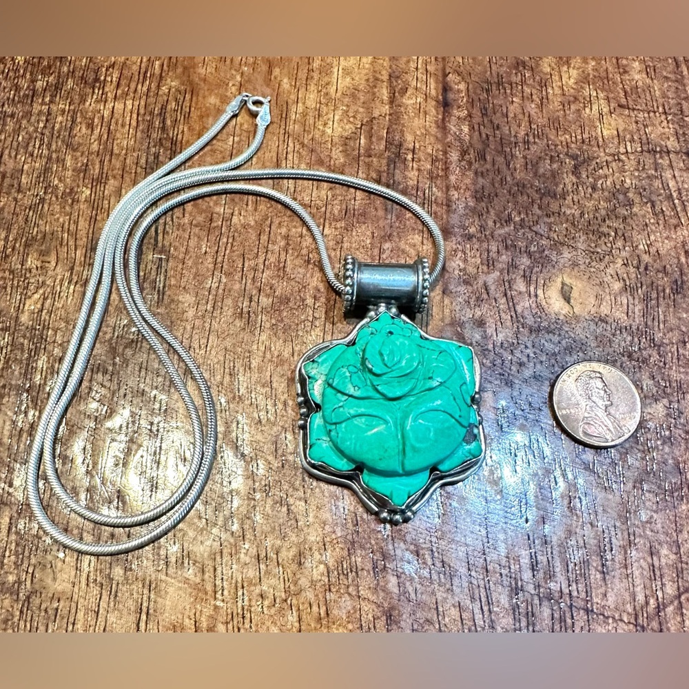 Vintage Sterling Silver and Turquoise Pendant Necklace